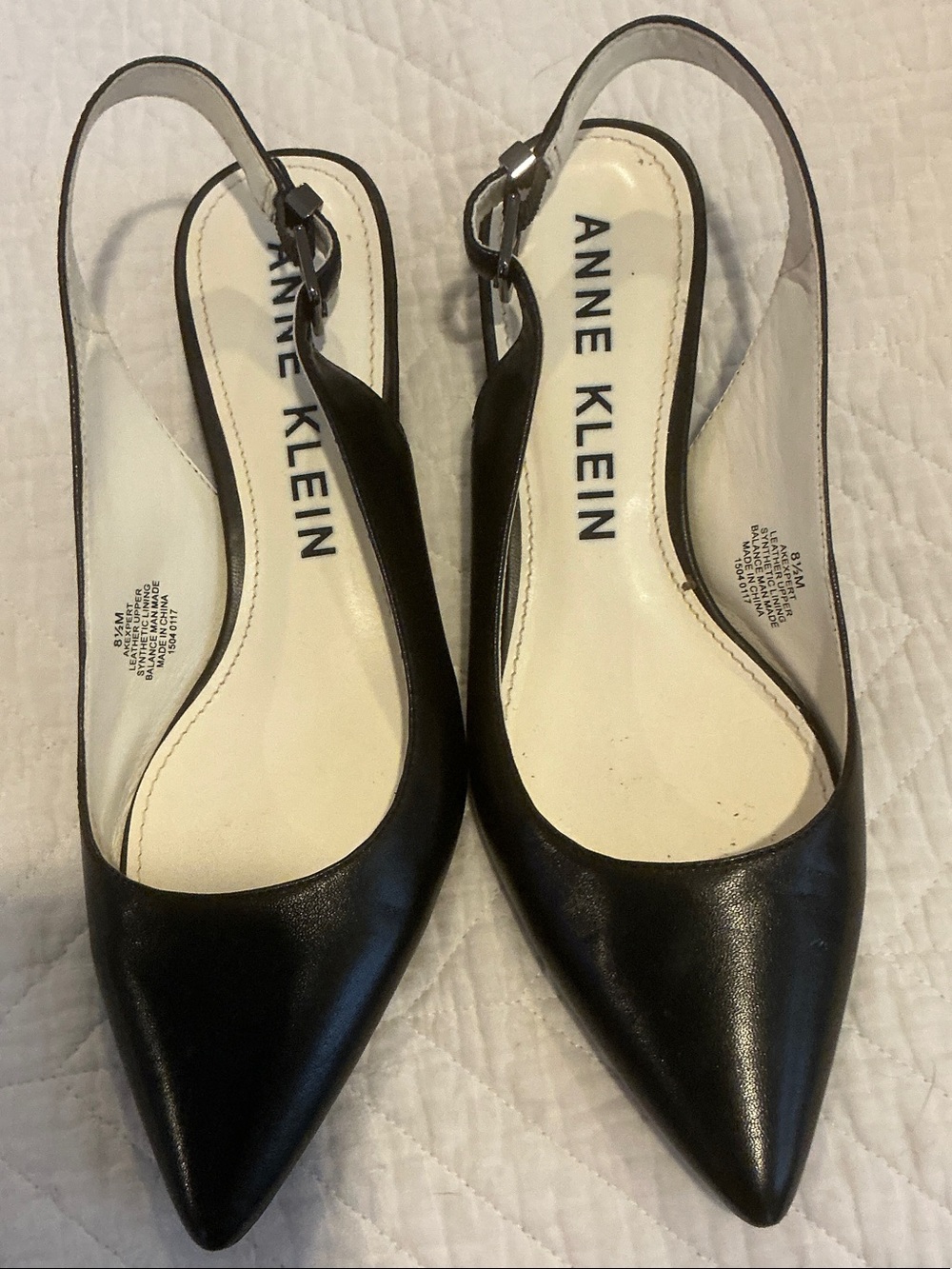 Anne Klein Black Pointed-Toe Slingback Pumps